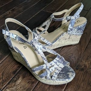 Unisa Snakeskin Cork Wedge Sandal